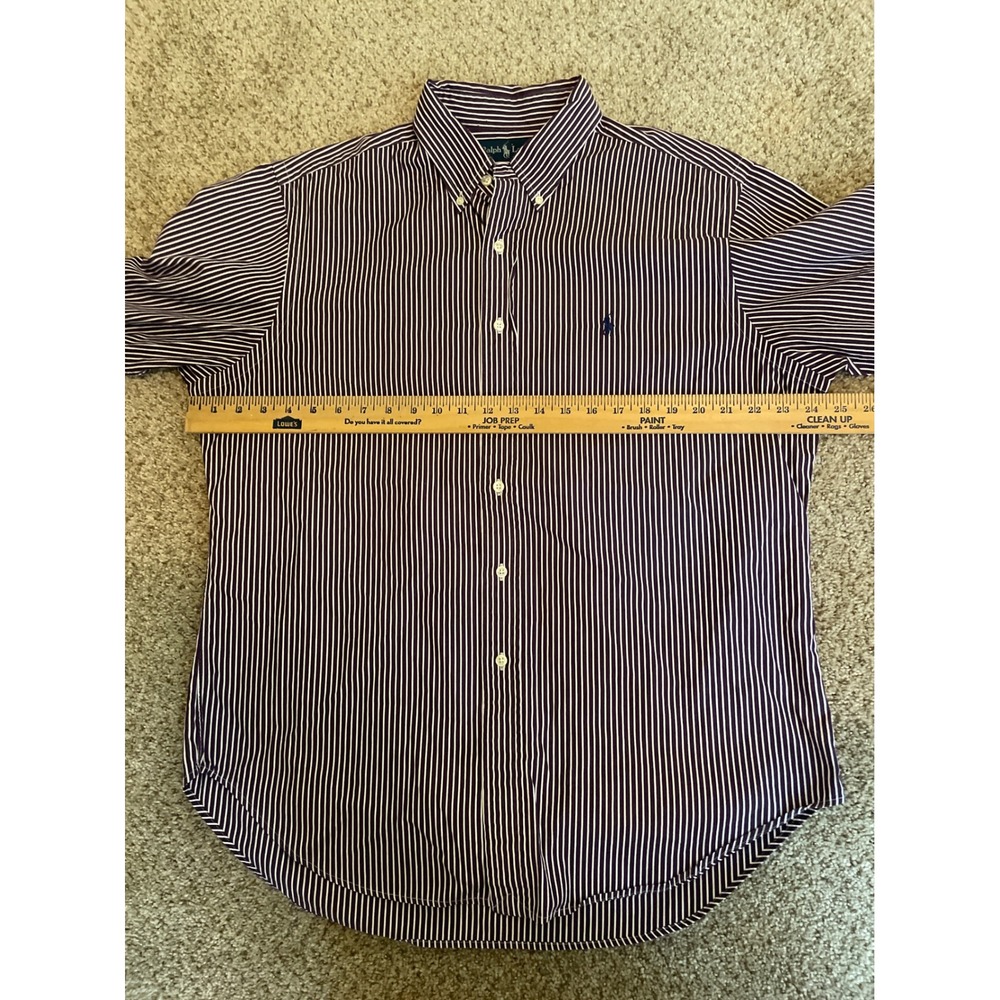 Ralph Lauren Men's Button Down 16.5 34/35 Purple Striped Classic Fit Shirt Pony - Picture 6 of 8